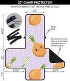 cute onions smiling faces purple background Chair Cover Protector