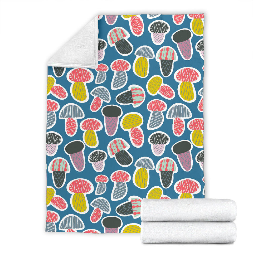 Colorful Mushroom Design Pattern Premium Blanket