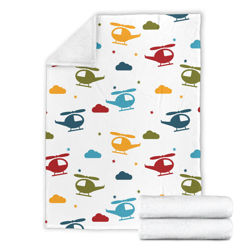 Colorful Helicopter Pattern Premium Blanket