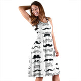 Mustache Beard Pattern Print Design 04 Sleeveless Midi Dress