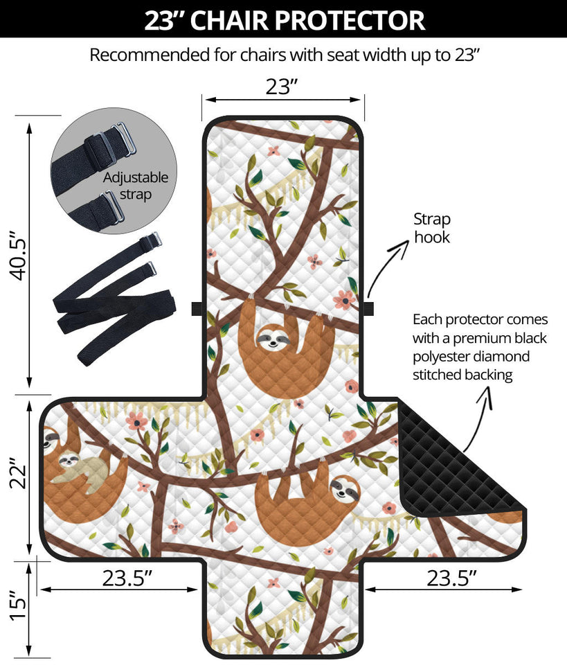 Sloths hanging on the tree pattern Chair Cover Protector