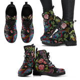 Dragons Flower Pattern Leather Boots