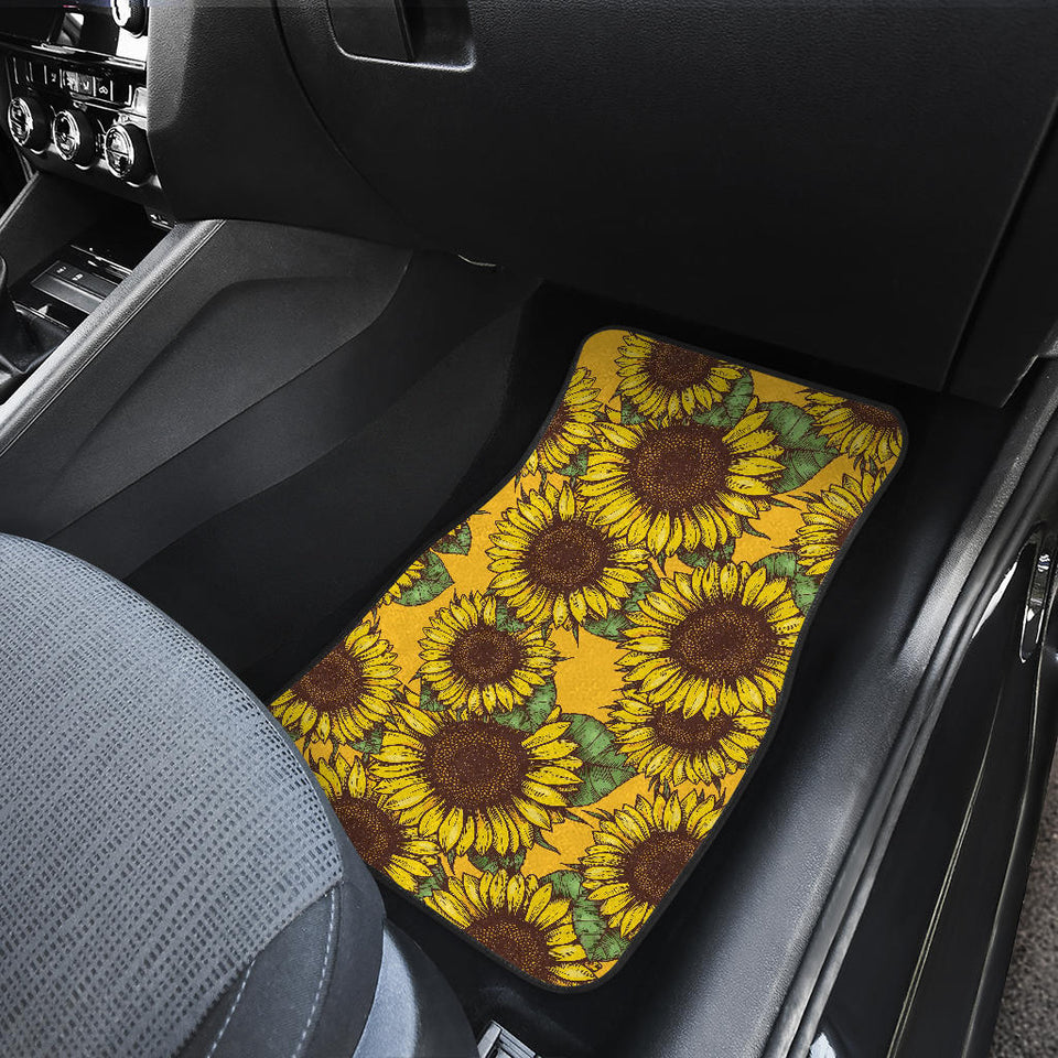Sunflower Pattern Front And Back Car Mats