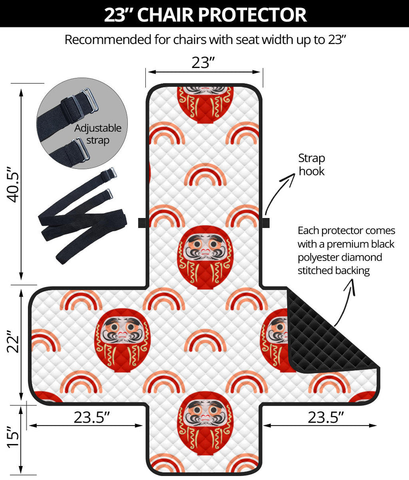 Daruma japanese wooden doll design pattern Chair Cover Protector