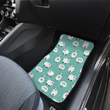 Cute Sheep Green Background Front Car Mats