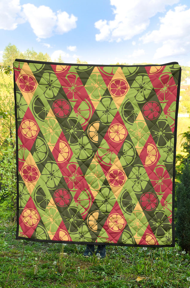 Cool Geometric Lime Pattern Premium Quilt