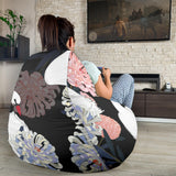 White Swan Blooming Flower Pattern Bean Bag Cover