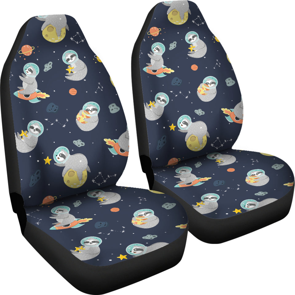 Cute Sloth Astronaut Star Planet Rocket Pattern  Universal Fit Car Seat Covers