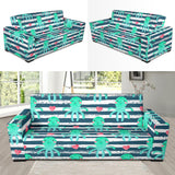 Cute Octopuses Heart Striped Background Sofa Slipcover