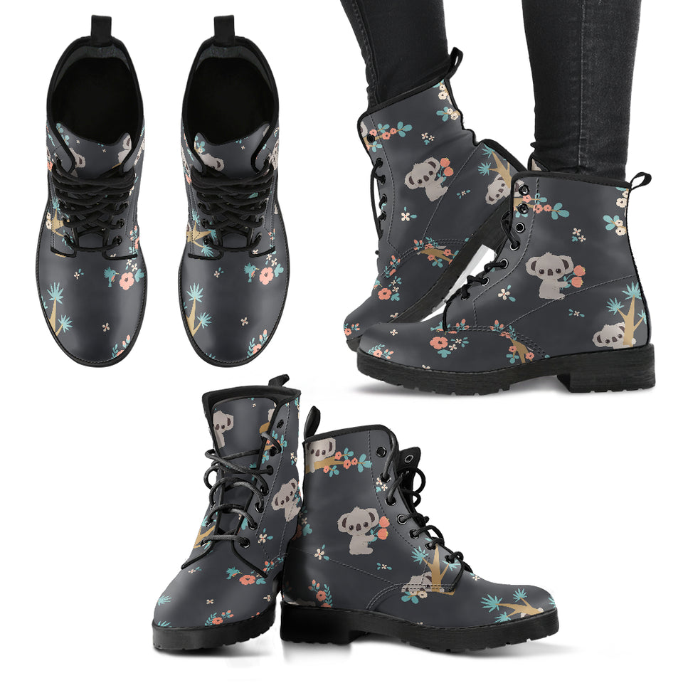 Cute Koala Pattern Leather Boots