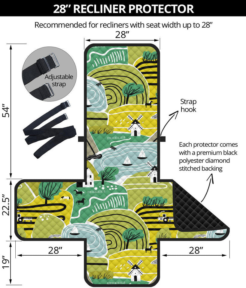 Hand drawn windmill pattern Recliner Cover Protector