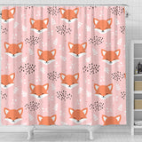Cute Fox Pattern Pink Background Shower Curtain Fulfilled In US