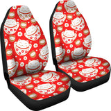Cute Maneki Neko Lucky Cat Red Background Universal Fit Car Seat Covers
