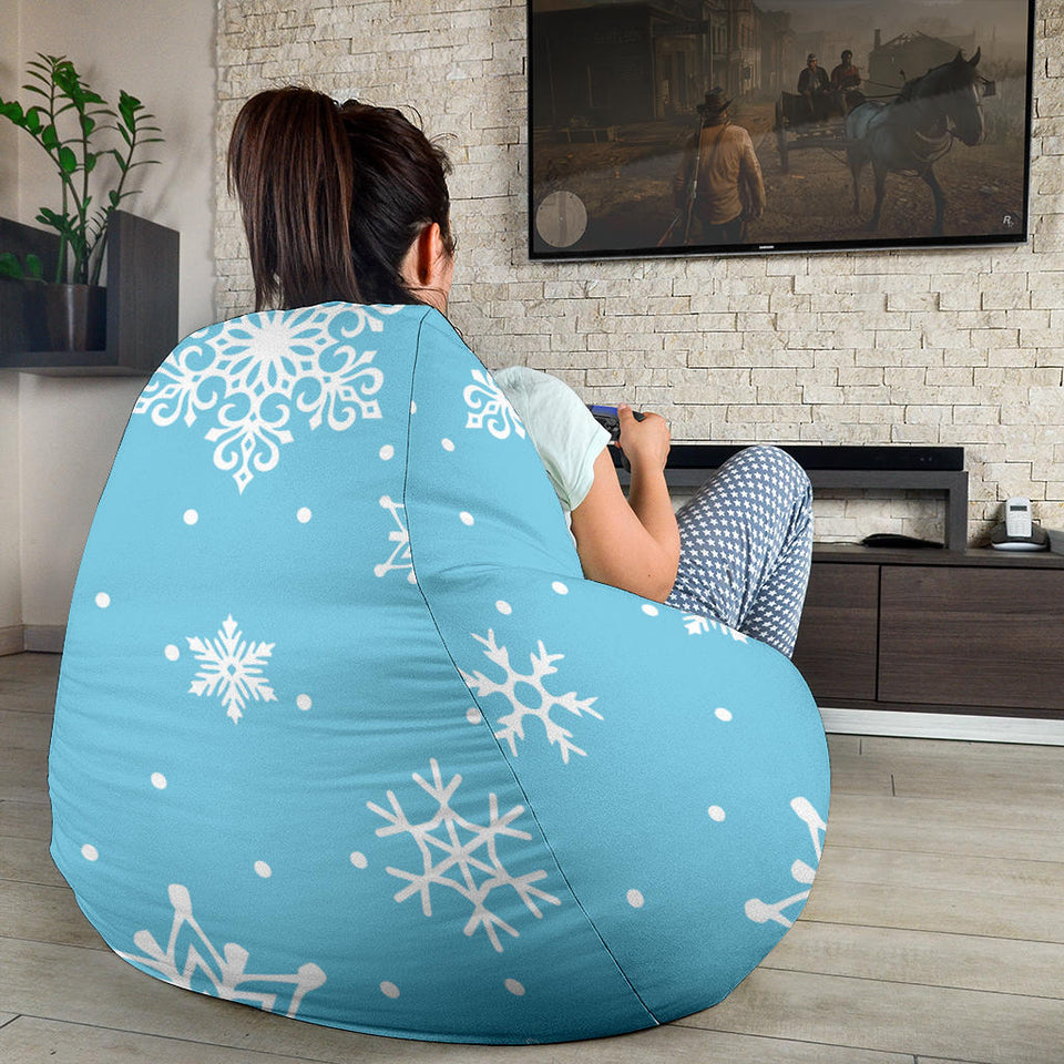 Snowflake Pattern Blue Background Bean Bag Cover