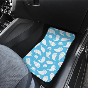 Cute White Sea Lion Seals Pattern Front Car Mats