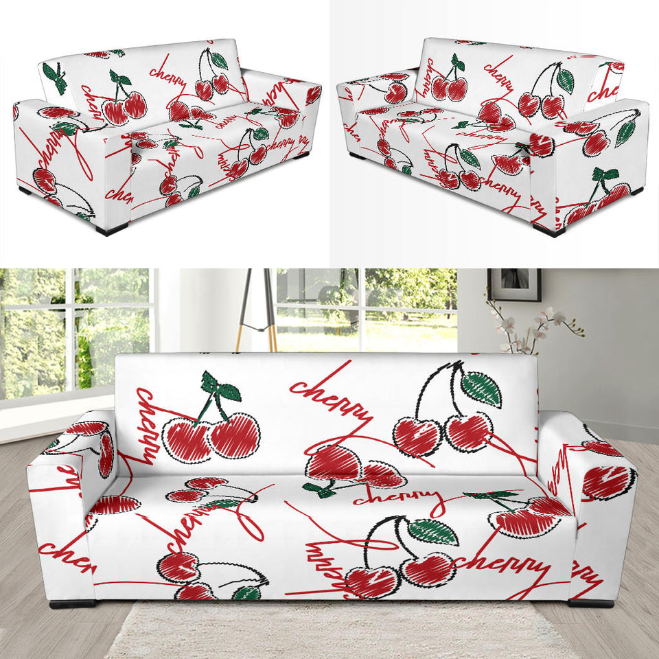 Hand Drawn Cherry Pattern Sofa Slipcover