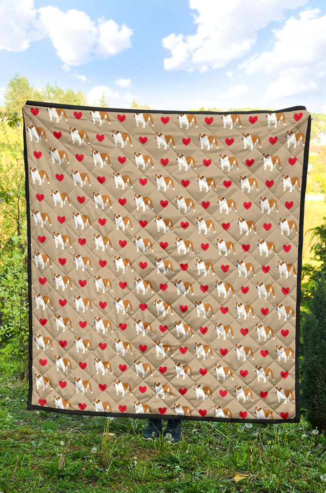 English Bulldog Pattern Print Design 05 Premium Quilt