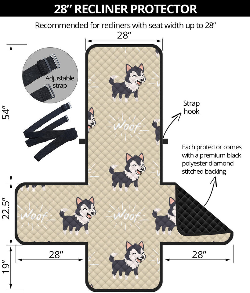 Cute Siberian Husky Recliner Cover Protector