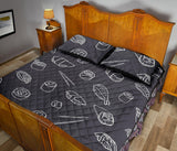 sushi pattern black background Quilt Bed Set