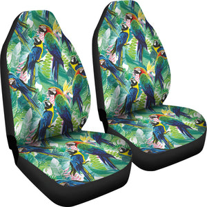 Colorful Parrot Exotic Flower Leaves  Universal Fit Car Seat Covers