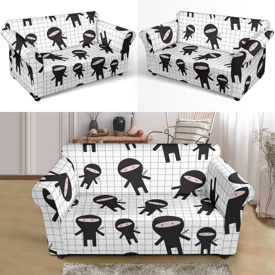 Ninja Pattern Plaid Background Loveseat Couch Slipcover