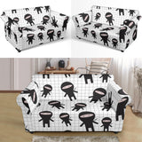 Ninja Pattern Plaid Background Loveseat Couch Slipcover