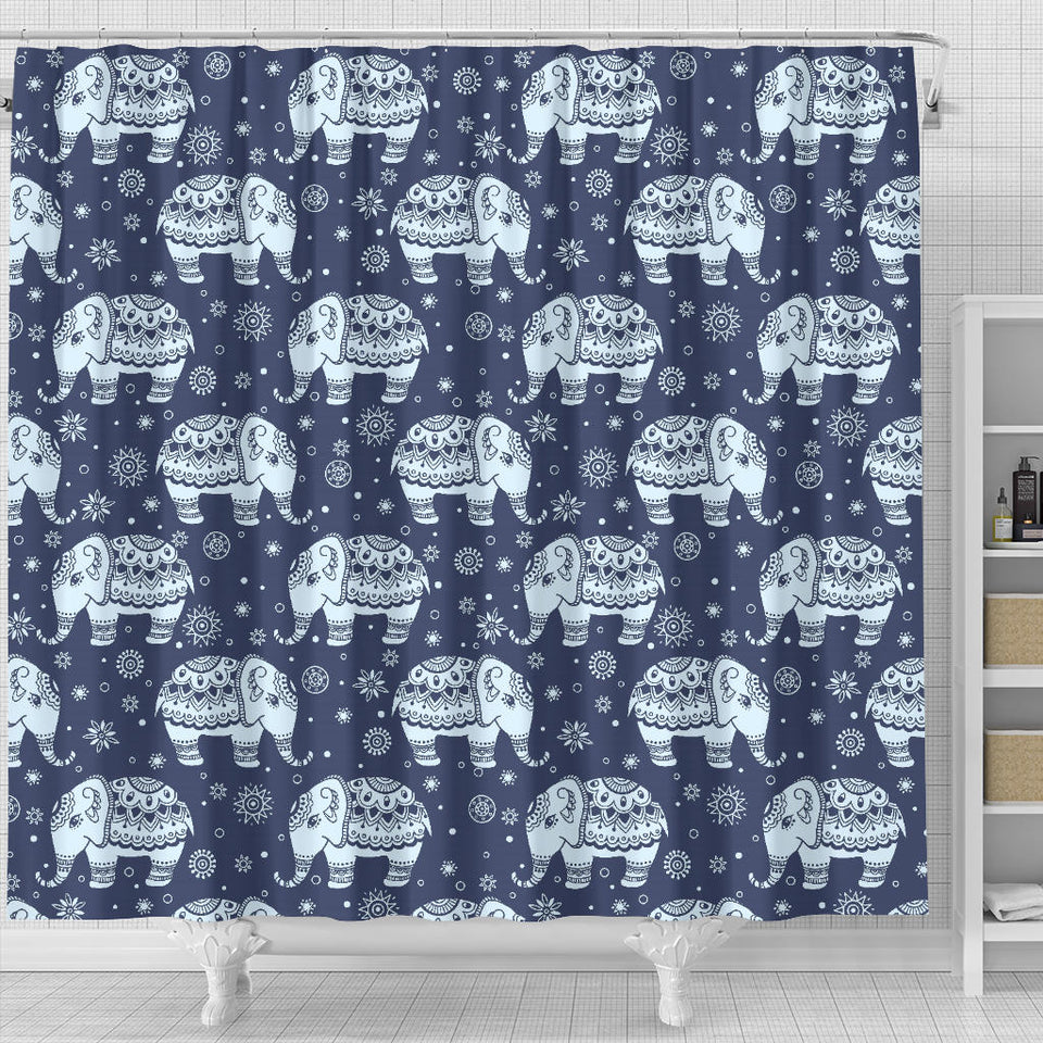 Elephant Tribal Design Pattern Shower Curtain Fulfilled In US