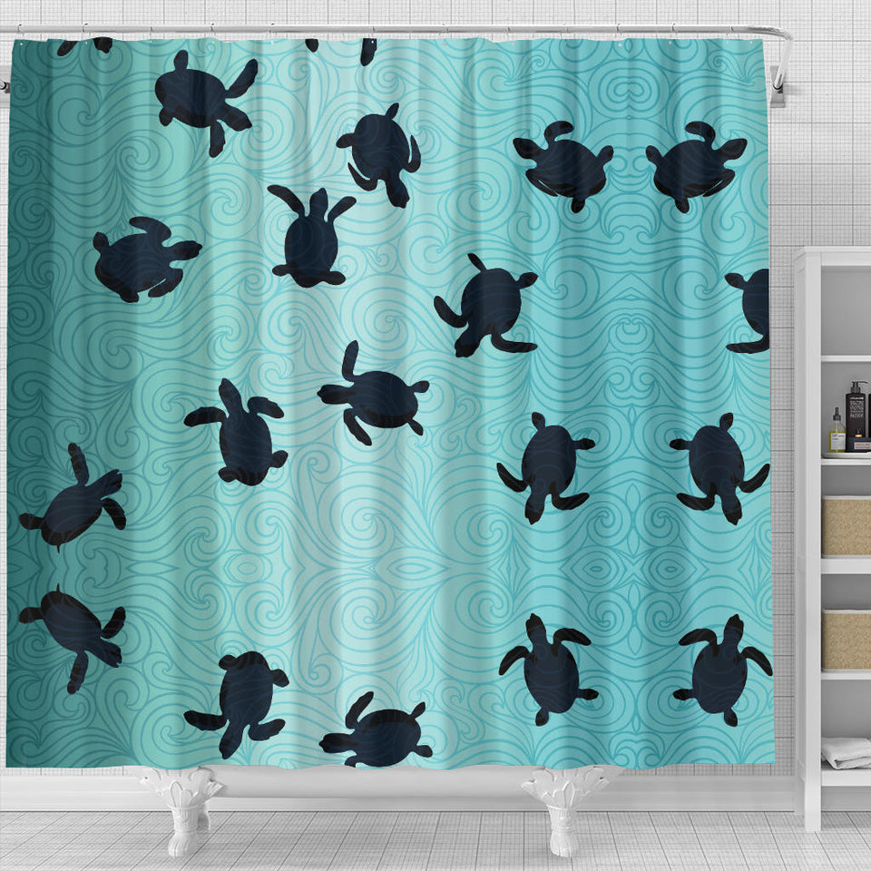 Sea Turtle With Blue Ocean Backgroud Shower Curtain Fulfilled In US