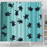 Sea Turtle With Blue Ocean Backgroud Shower Curtain Fulfilled In US