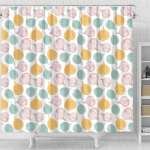 Colorful Onions White Background Shower Curtain Fulfilled In US