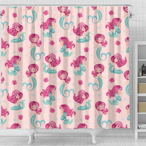Cute Little Mermaid Pattern Shower Curtain Fulfilled In US