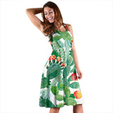 Cactus Design Pattern  Sleeveless Midi Dress