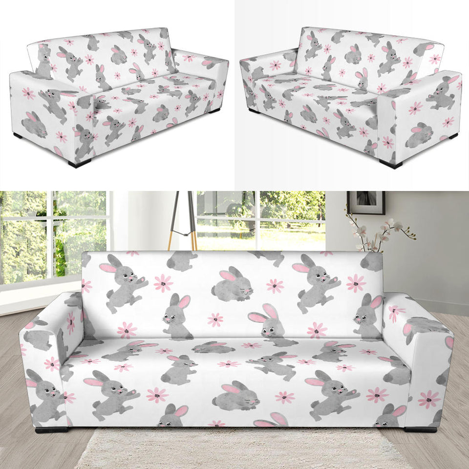 Watercolor Cute Rabbit Pattern Sofa Slipcover