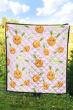 Cute Onions Smiling Faces Purple Background Premium Quilt