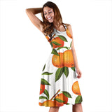 Oranges Pattern Background Sleeveless Midi Dress