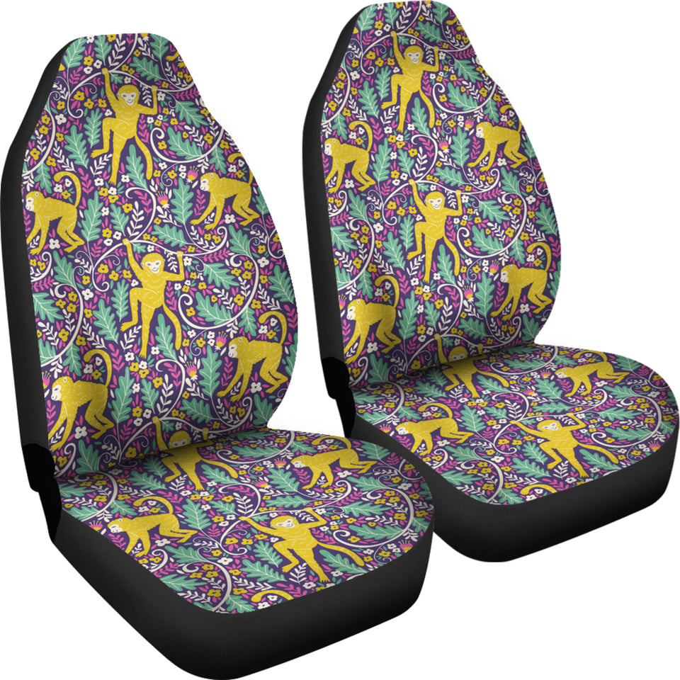 Cute Yellow Monkey Leaves Pattern Universal Fit Car Seat Covers