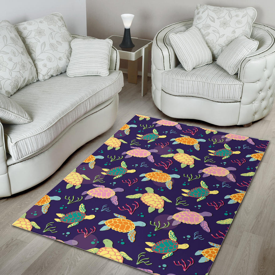 Colorful Sea Turtle Pattern Area Rug