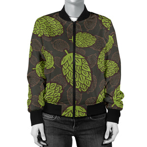 Hop Pattern Black Background Women'S Bomber Jacket