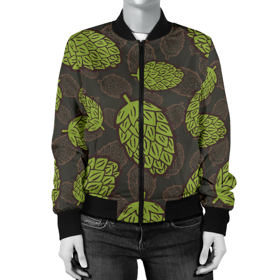 Hop Pattern Black Background Women'S Bomber Jacket