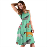 Colorful Horses Pattern Sleeveless Midi Dress