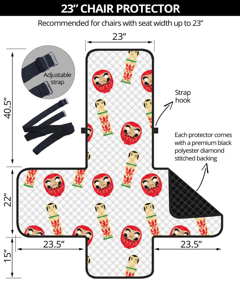 Daruma japanese wooden doll Chair Cover Protector