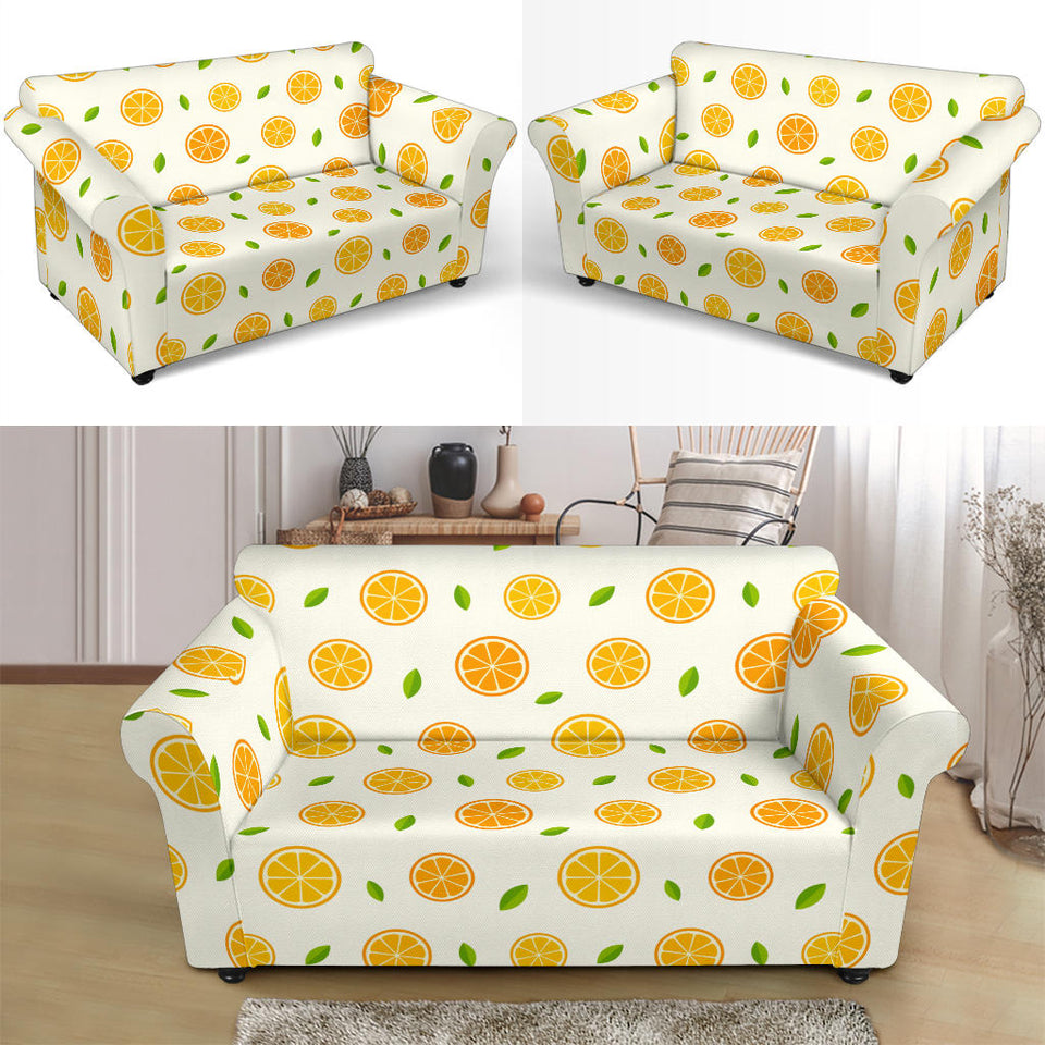 Oranges Leaves Pattern Loveseat Couch Slipcover