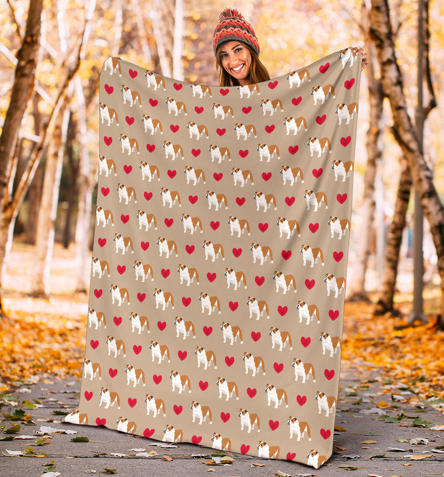 English Bulldog Pattern Print Design 05 Premium Blanket