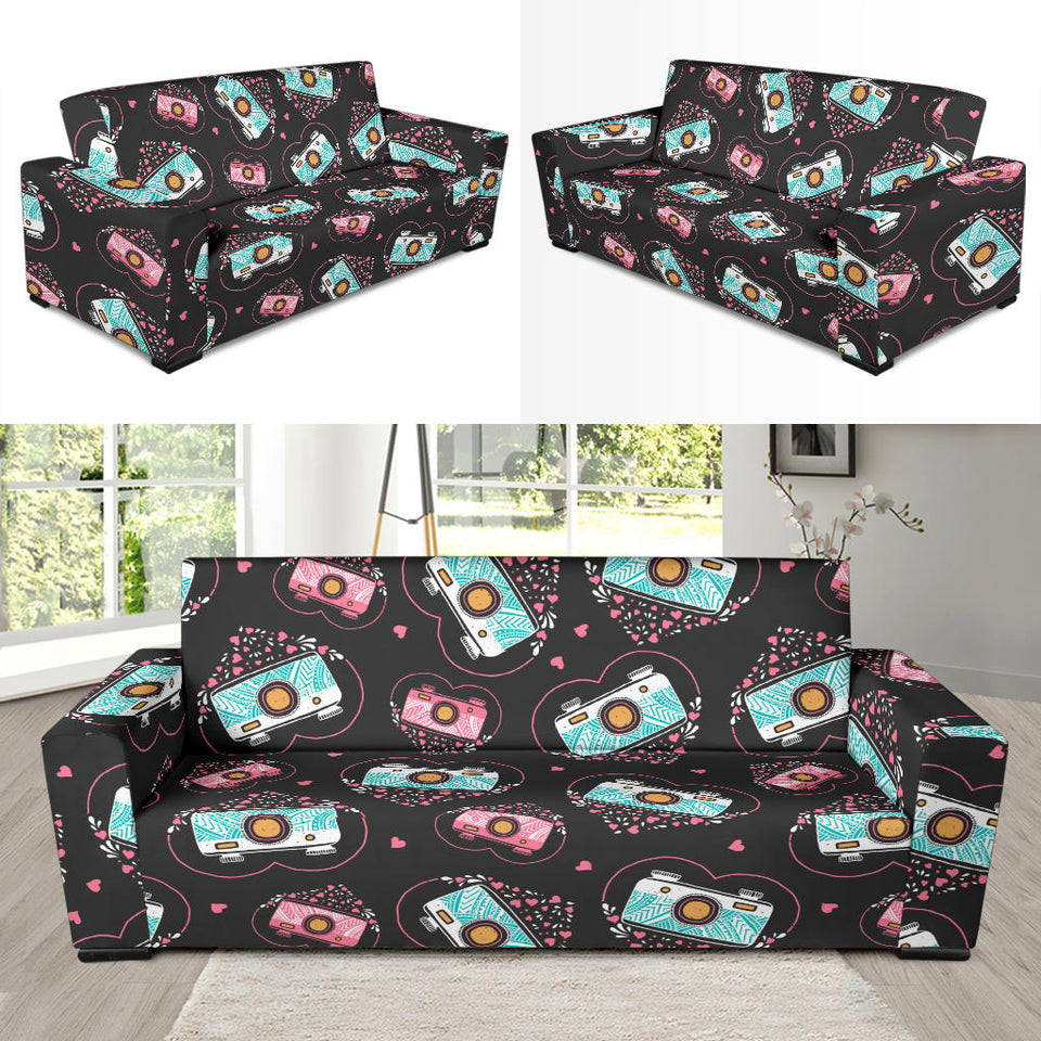Camera Pattern Print Design 04 Sofa Slipcover