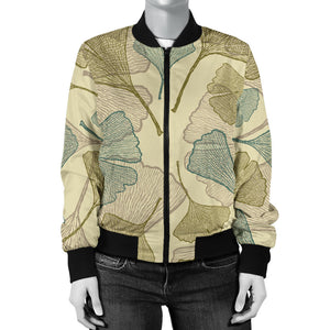 Ginkgo Leaves Design Pattern Women'S Bomber Jacket