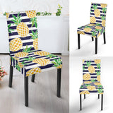 Pineapples Pattern Striped Background Dining Chair Slipcover