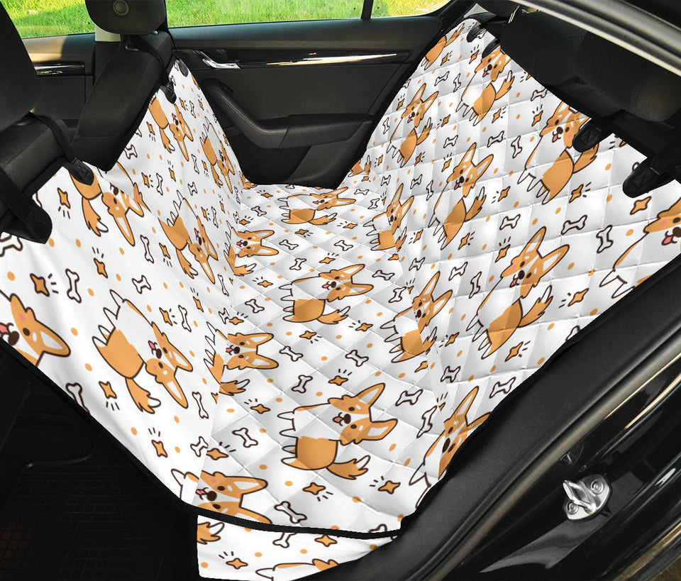Cute Corgi Heart Star Bone Pattern Dog Car Seat Covers