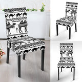 Camel Polynesian Tribal Pattern Dining Chair Slipcover