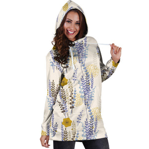 Lavender Modern Pattern Blackground Women'S Hoodie Dress