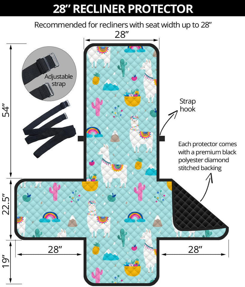 Llama alpaca cactus leaves pattern Recliner Cover Protector